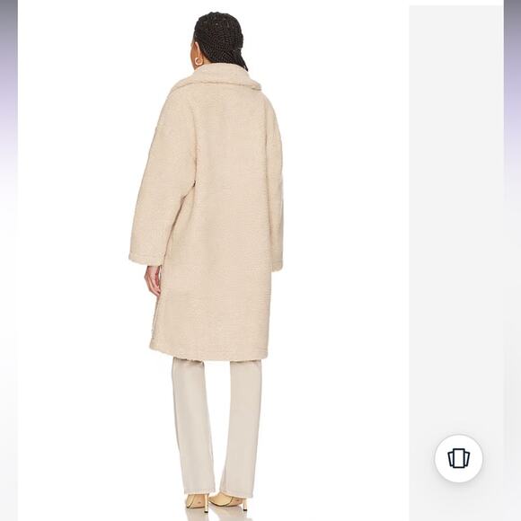 line and dot agnes cream oversized long teddy jacket trench coat Medium Large - Picture 2 of 15